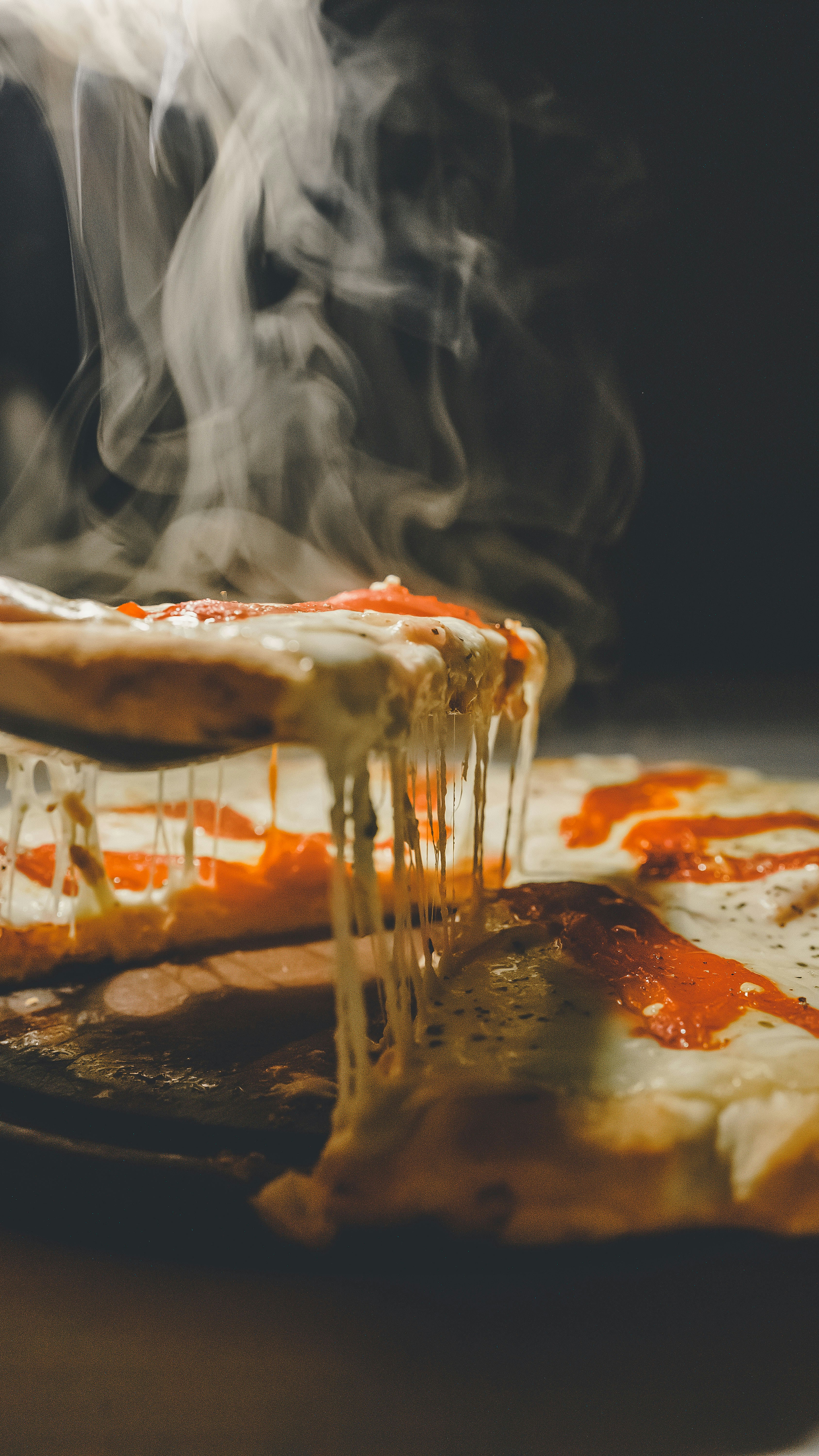 delicious hot pizza smoke